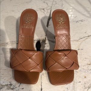 Vince Camuto Brown Leather Woven Sandals